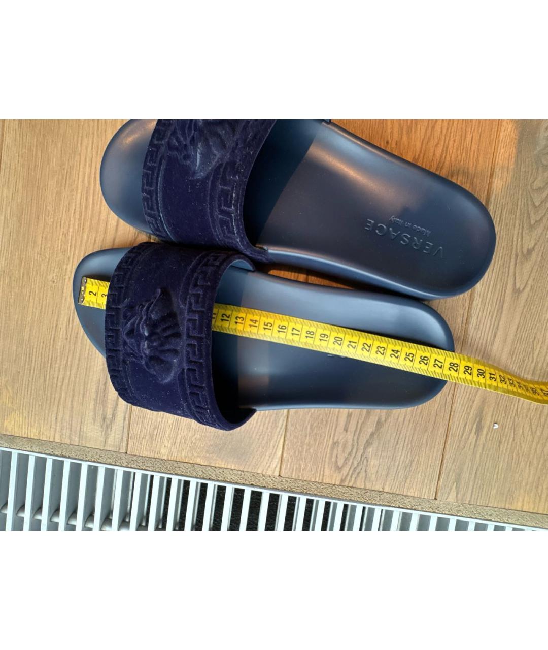 VERSACE Синие бархатные шлепанцы, фото 7