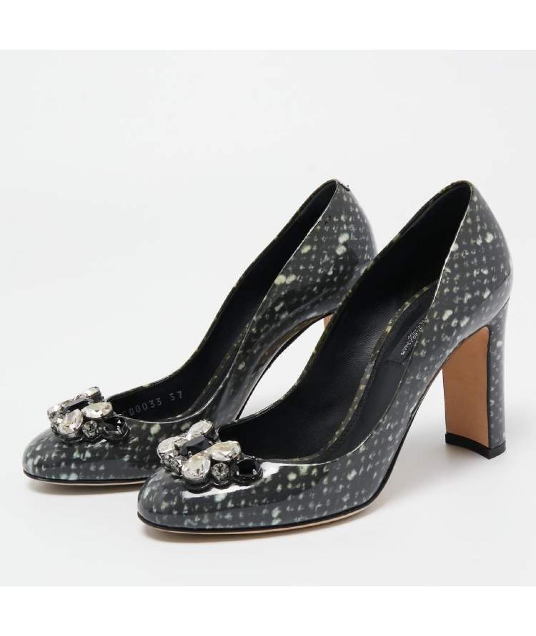 DOLCE&GABBANA Серые туфли из лакированной кожи, фото 2