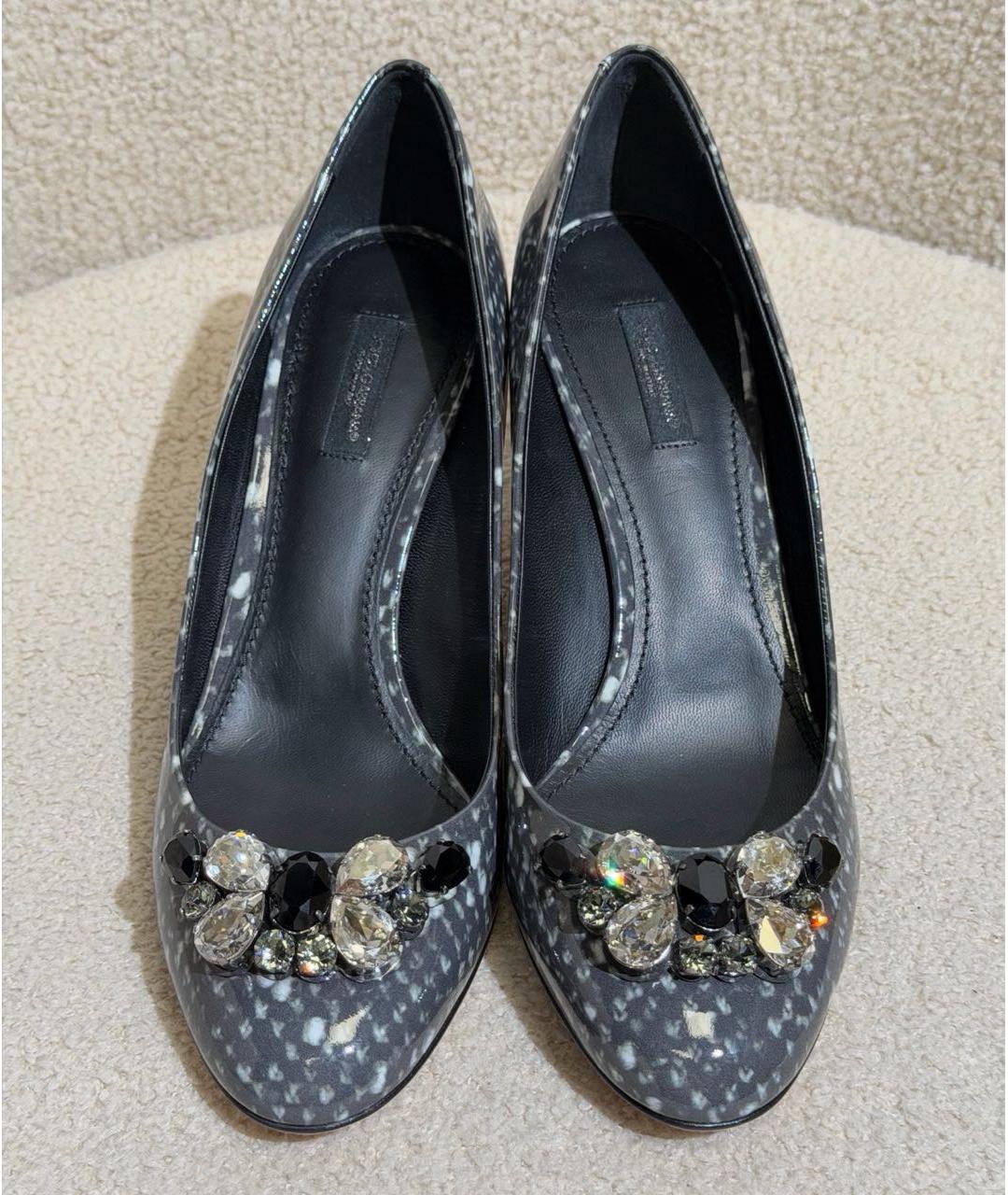 DOLCE&GABBANA Серые туфли из лакированной кожи, фото 3