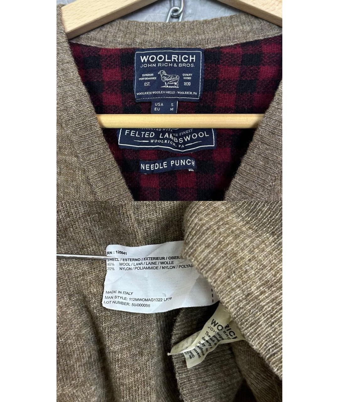 WOOLRICH Коричневый шерстяной джемпер / свитер, фото 7