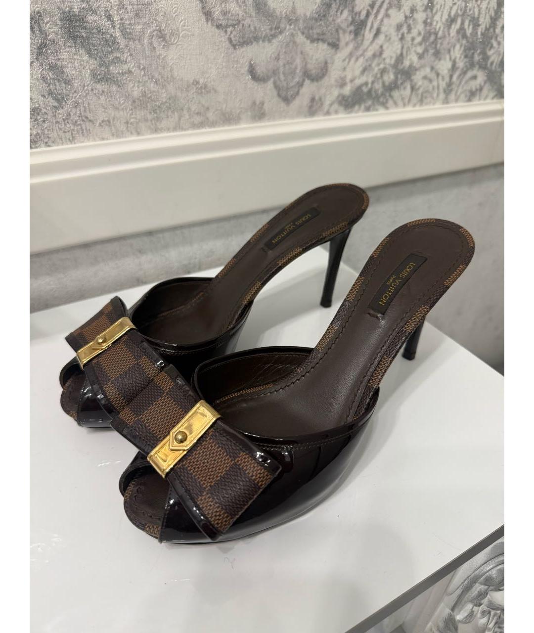 LOUIS VUITTON Коричневые кожаные мюли, фото 2