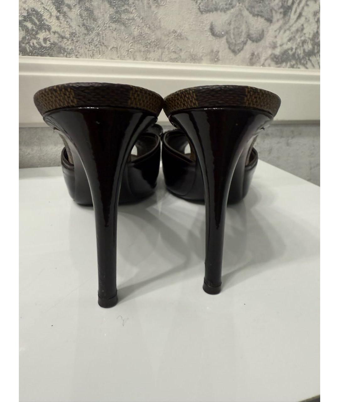 LOUIS VUITTON Коричневые кожаные мюли, фото 5