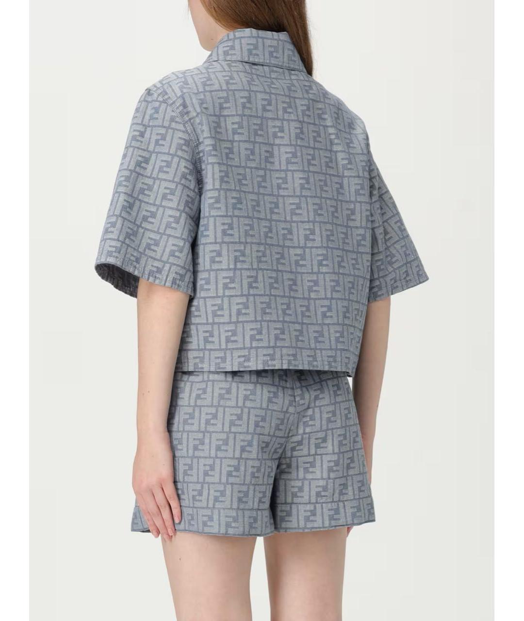 FENDI Голубой хлопковый жакет/пиджак, фото 5