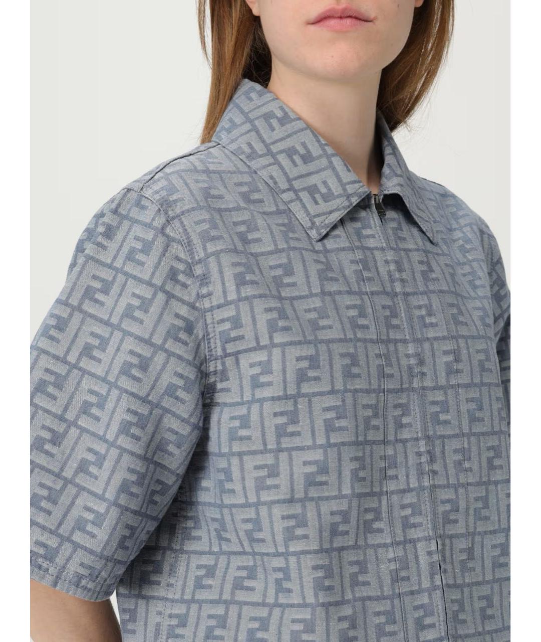 FENDI Голубой хлопковый жакет/пиджак, фото 3