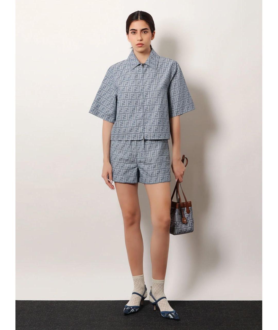 FENDI Голубой хлопковый жакет/пиджак, фото 6