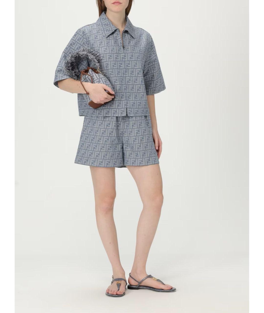 FENDI Голубой хлопковый жакет/пиджак, фото 4