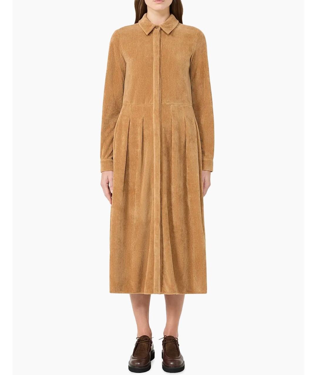 MAX MARA Бежевое хлопковое повседневное платье, фото 4