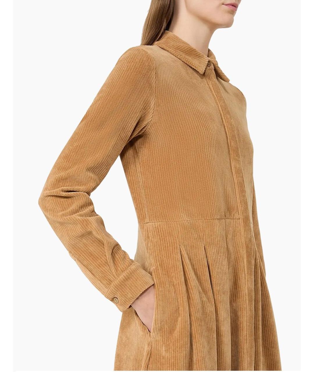 MAX MARA Бежевое хлопковое повседневное платье, фото 3