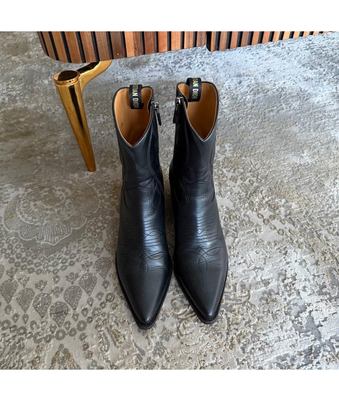 CHRISTIAN DIOR Черные кожаные ботинки, фото 3