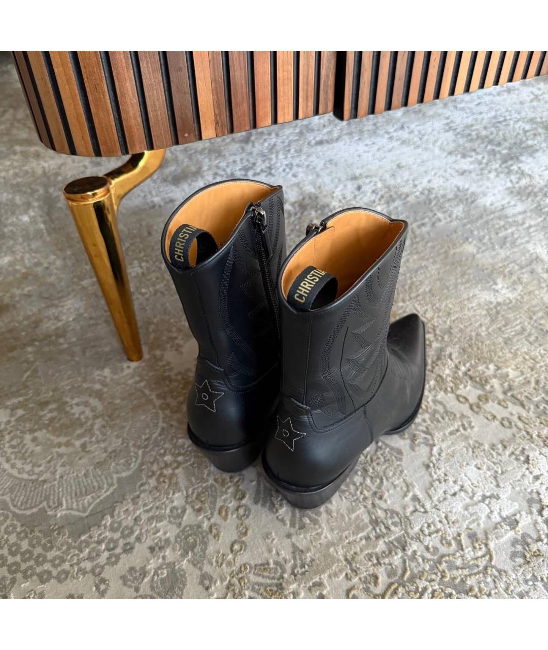 CHRISTIAN DIOR Черные кожаные ботинки, фото 4