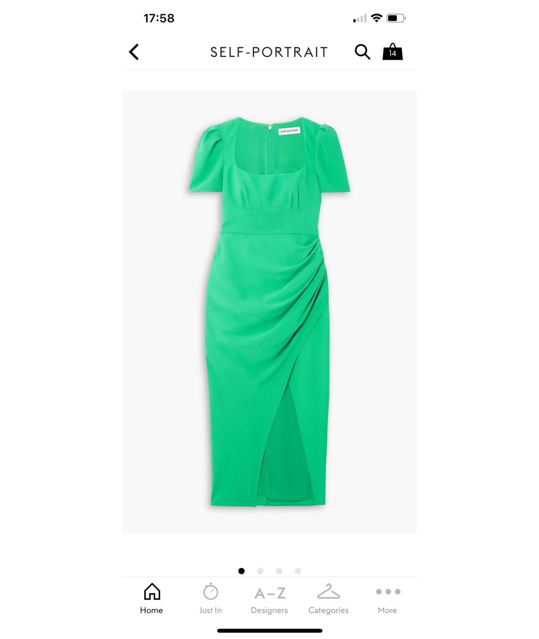 SELF-PORTRAIT Зеленые хлопковое повседневное платье, фото 3