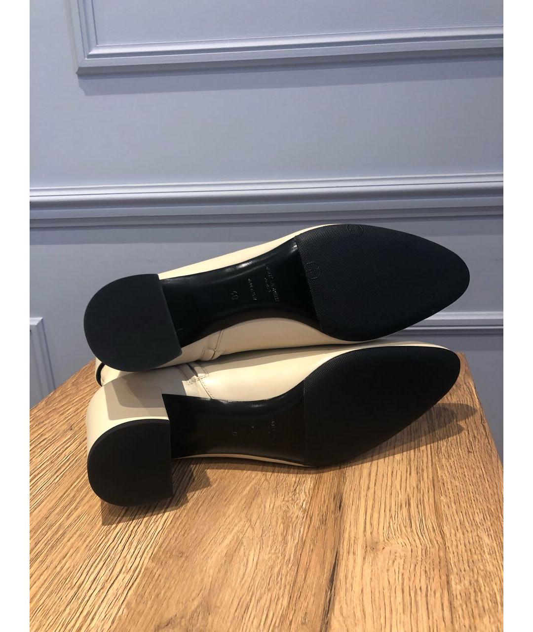 SAINT LAURENT Бежевые кожаные полусапоги, фото 6