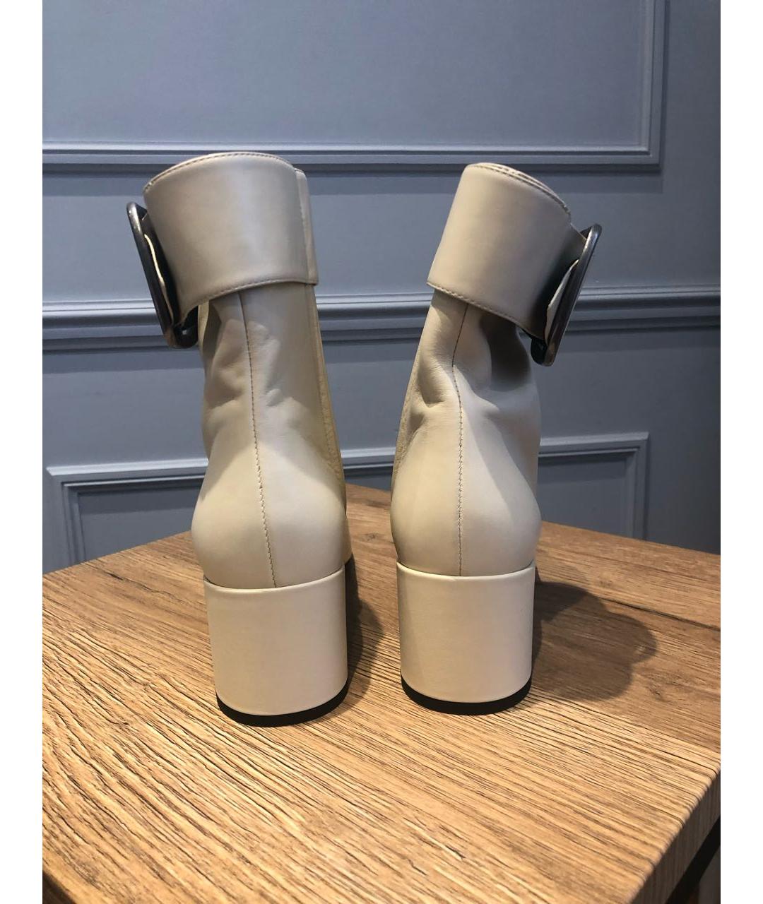 SAINT LAURENT Бежевые кожаные полусапоги, фото 3