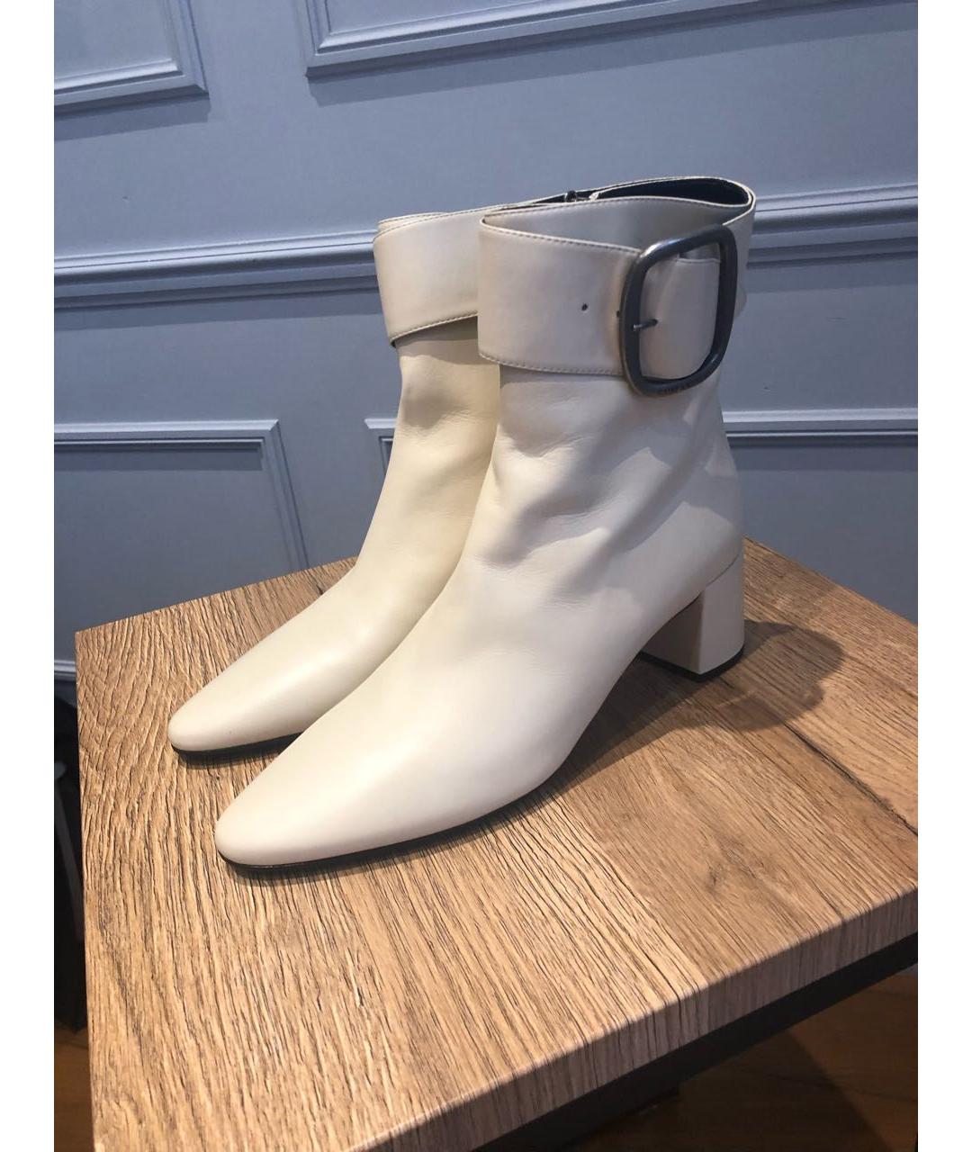 SAINT LAURENT Бежевые кожаные полусапоги, фото 2