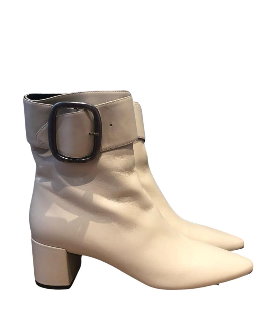 SAINT LAURENT Бежевые кожаные полусапоги, фото 9