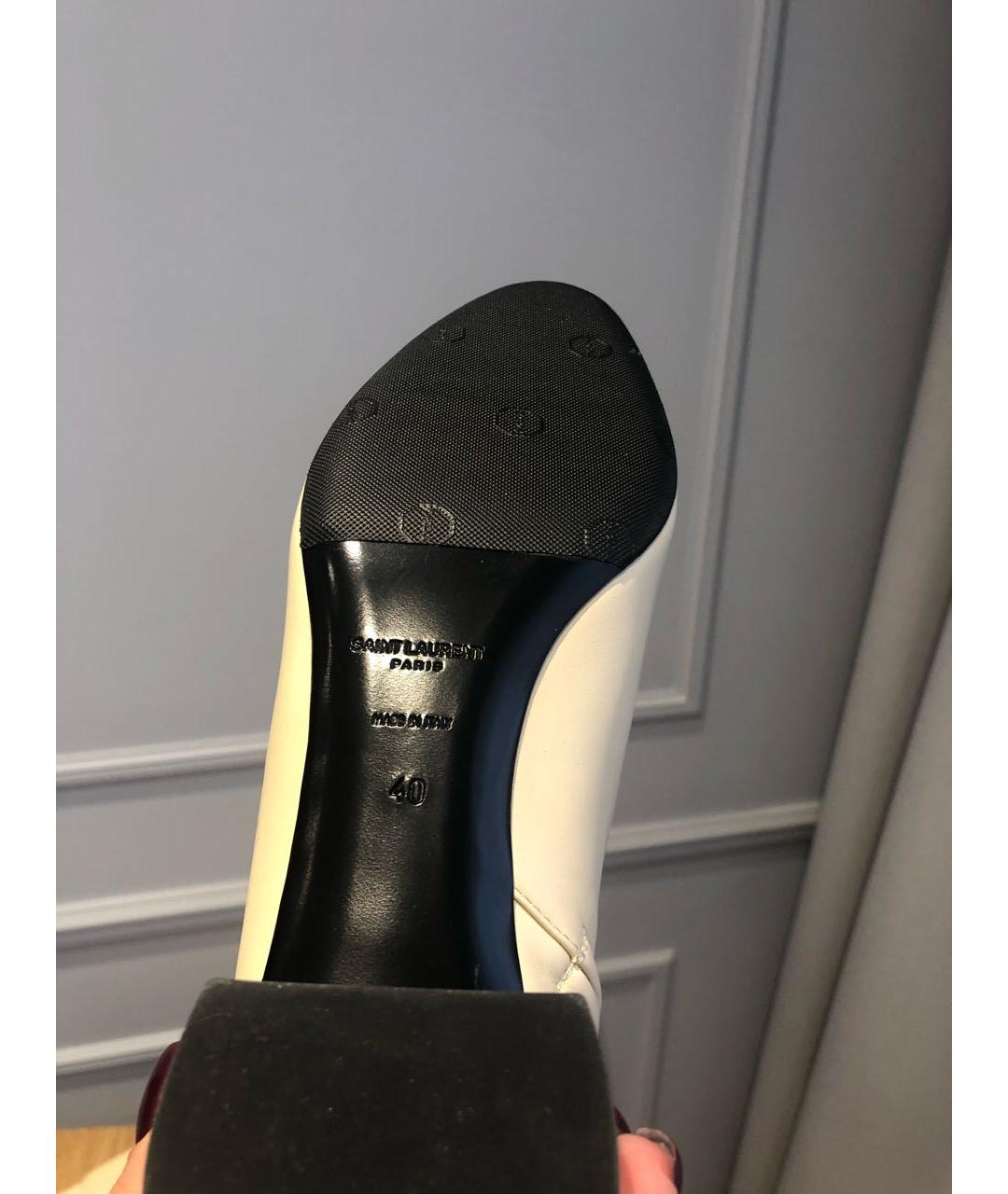 SAINT LAURENT Бежевые кожаные полусапоги, фото 7