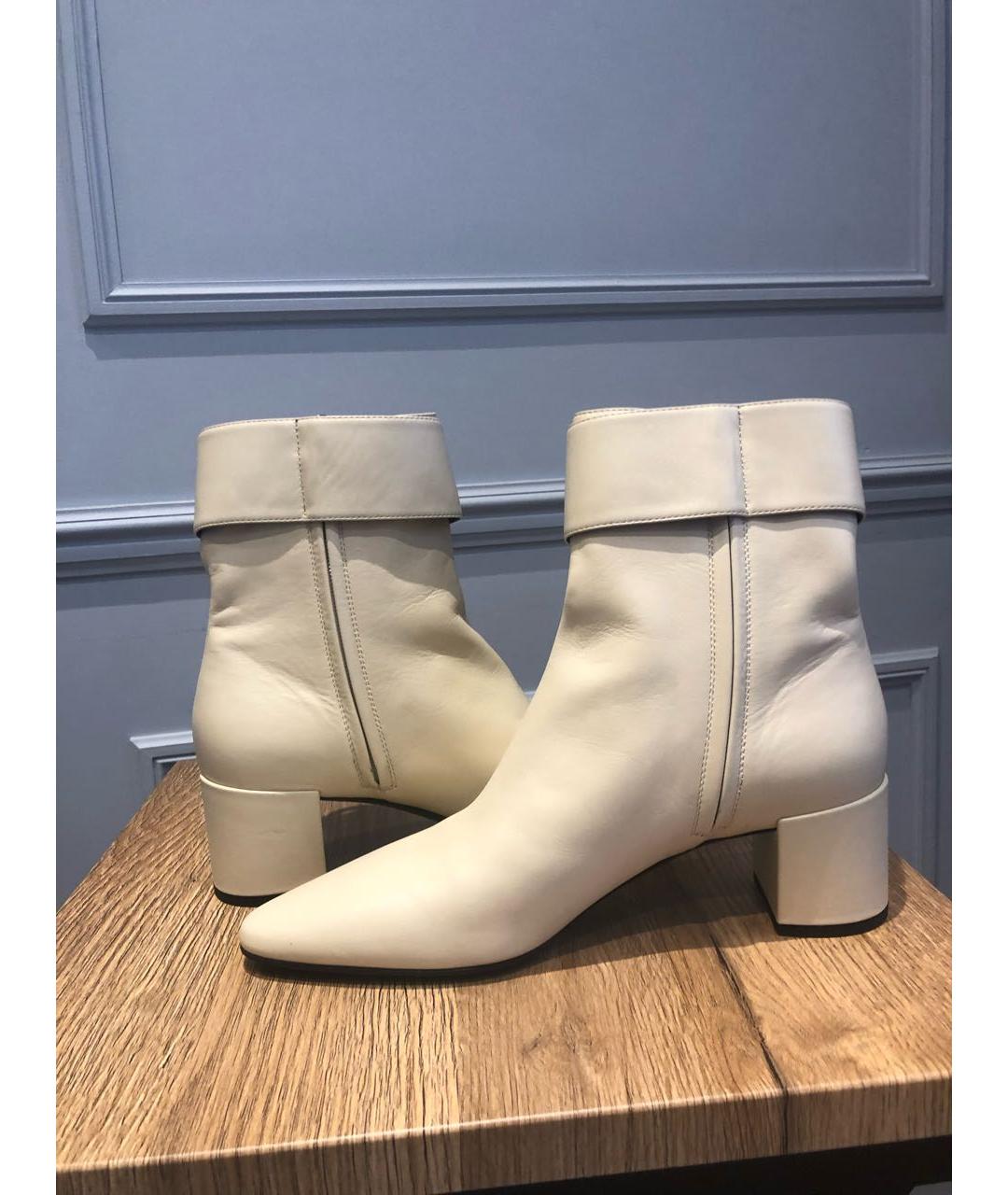 SAINT LAURENT Бежевые кожаные полусапоги, фото 4