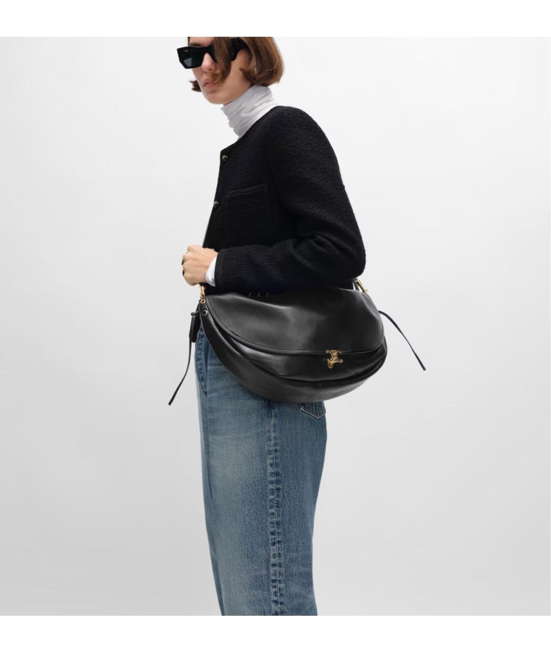 CELINE Черная кожаная сумка через плечо, фото 2