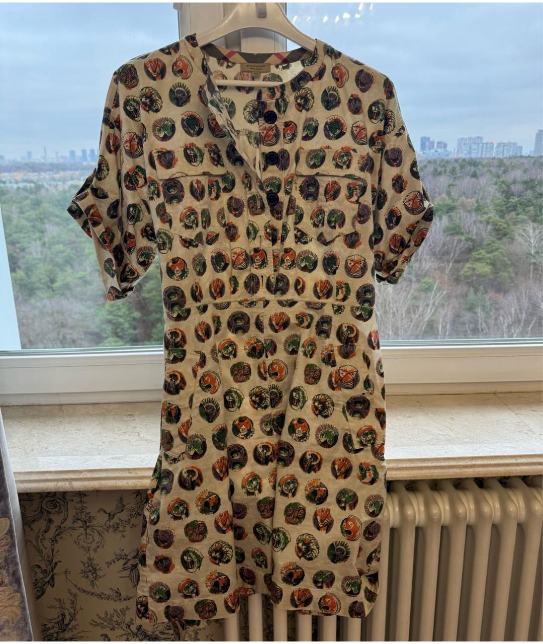 BURBERRY Бежевое хлопковое повседневное платье, фото 4