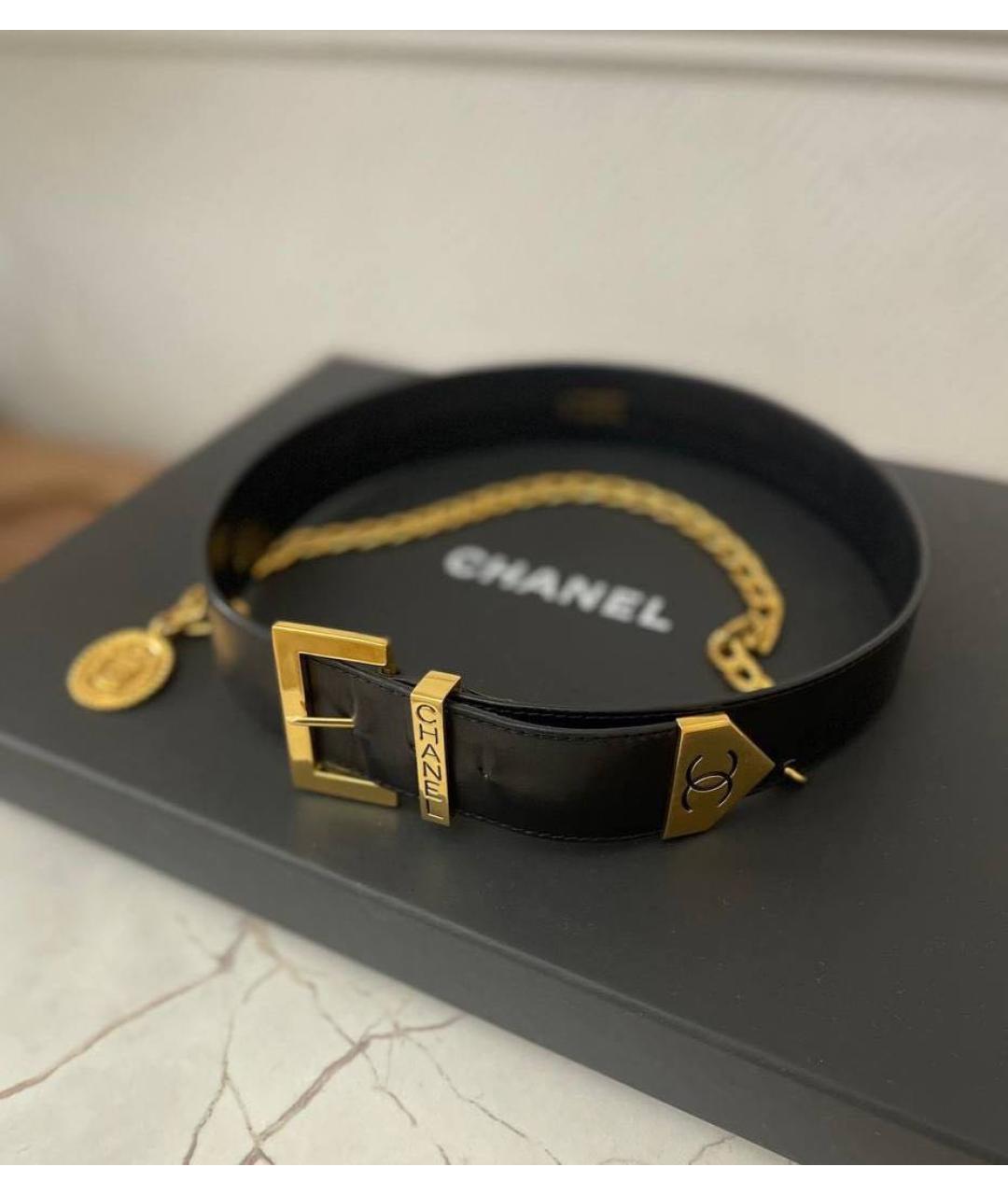 CHANEL Черный кожаный ремень, фото 3