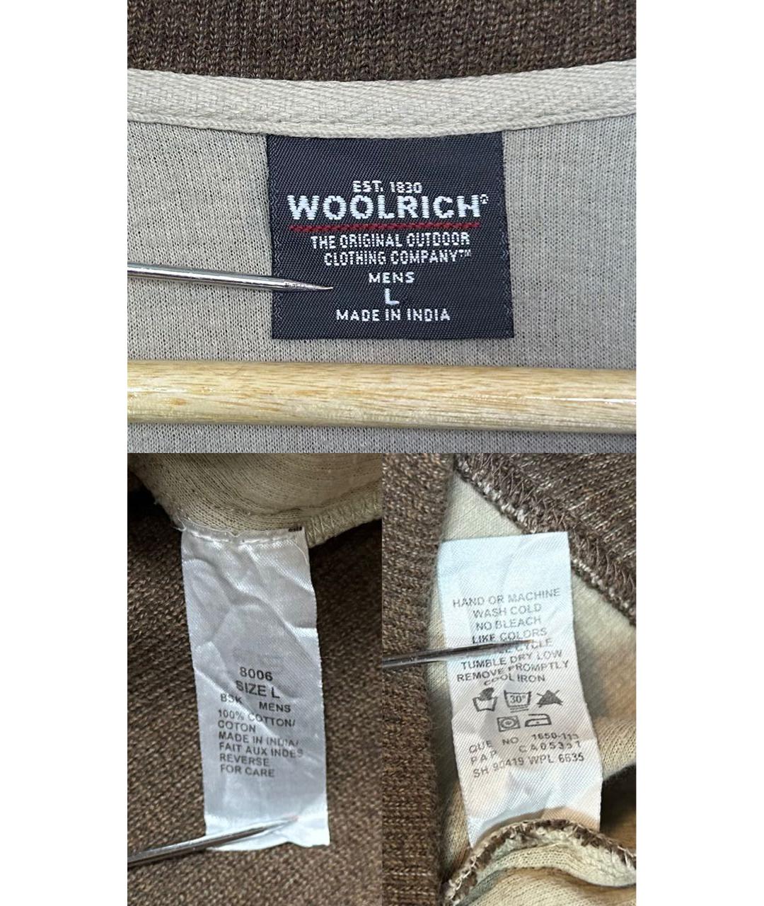 WOOLRICH Коричневый хлопковый джемпер / свитер, фото 7