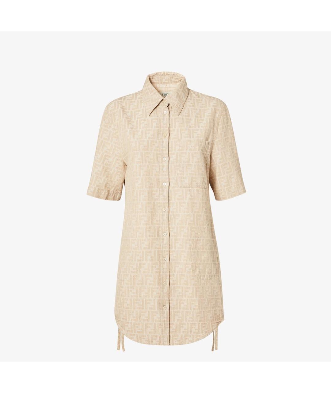 FENDI Бежевое хлопковое повседневное платье, фото 9