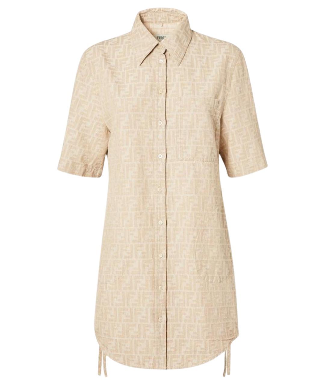 FENDI Бежевое хлопковое повседневное платье, фото 1