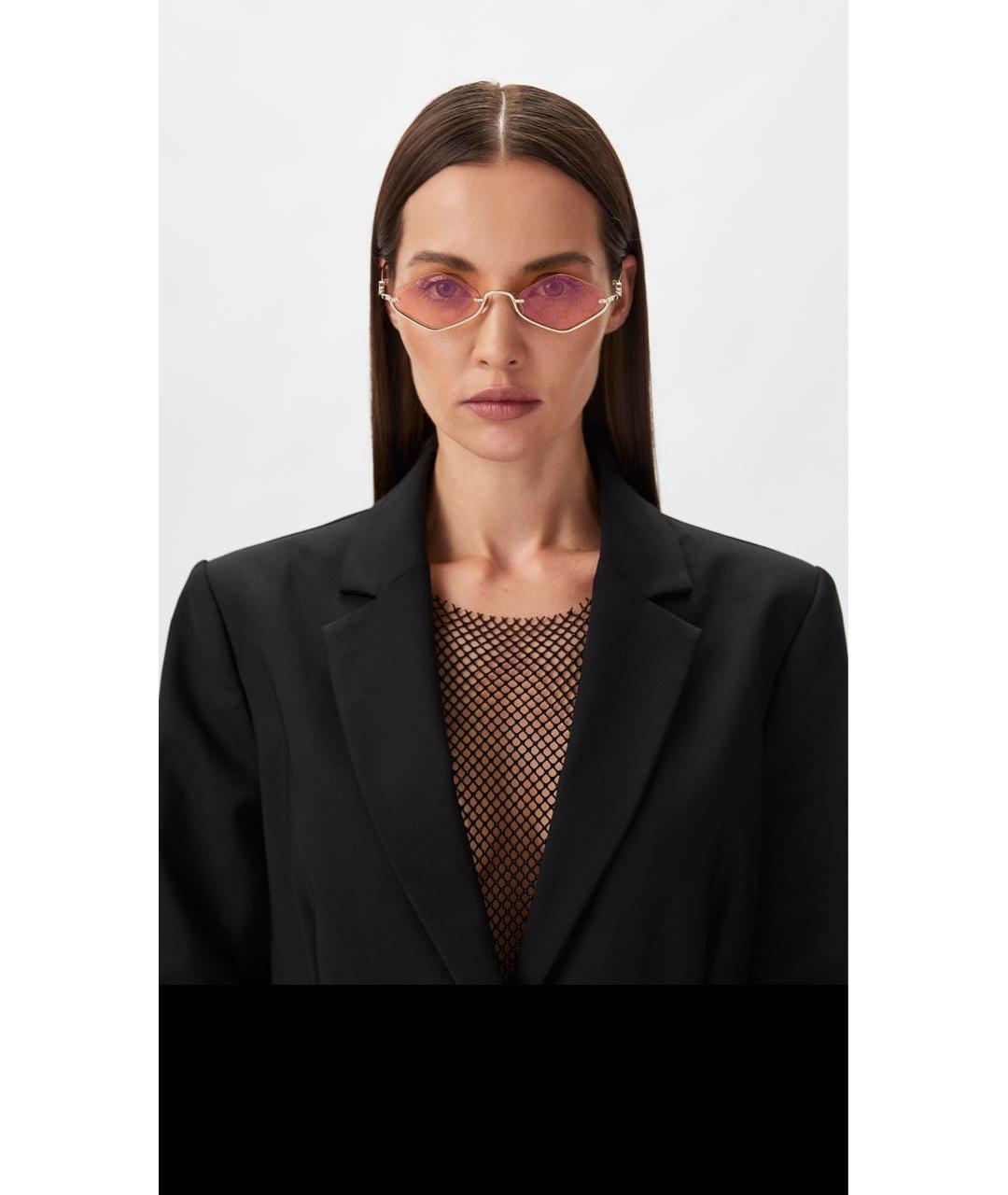 GUCCI Желтые металлические солнцезащитные очки, фото 3