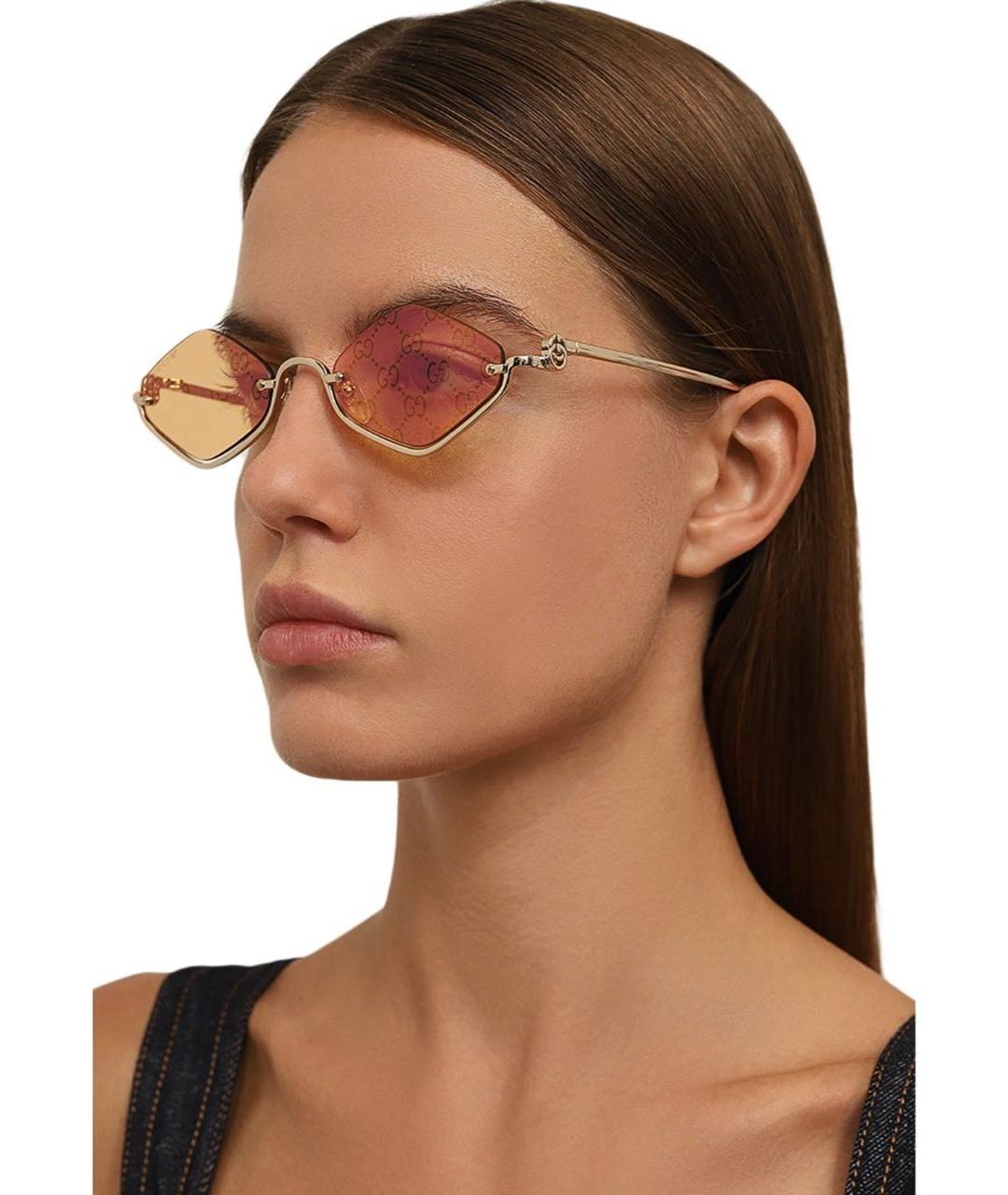 GUCCI Желтые металлические солнцезащитные очки, фото 5