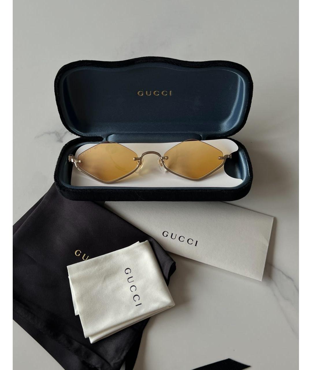GUCCI Желтые металлические солнцезащитные очки, фото 4