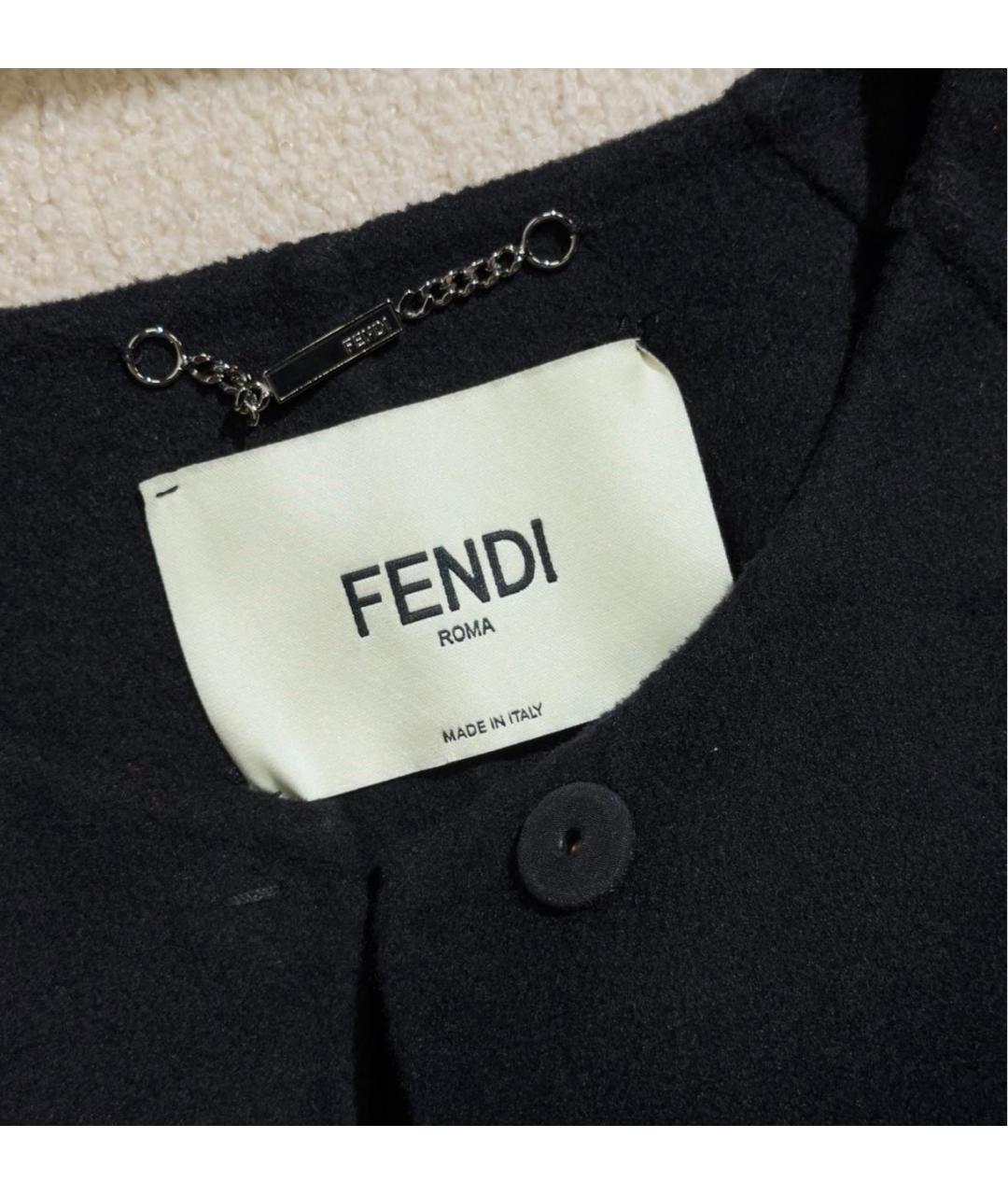 FENDI Черное шерстяное пальто, фото 3