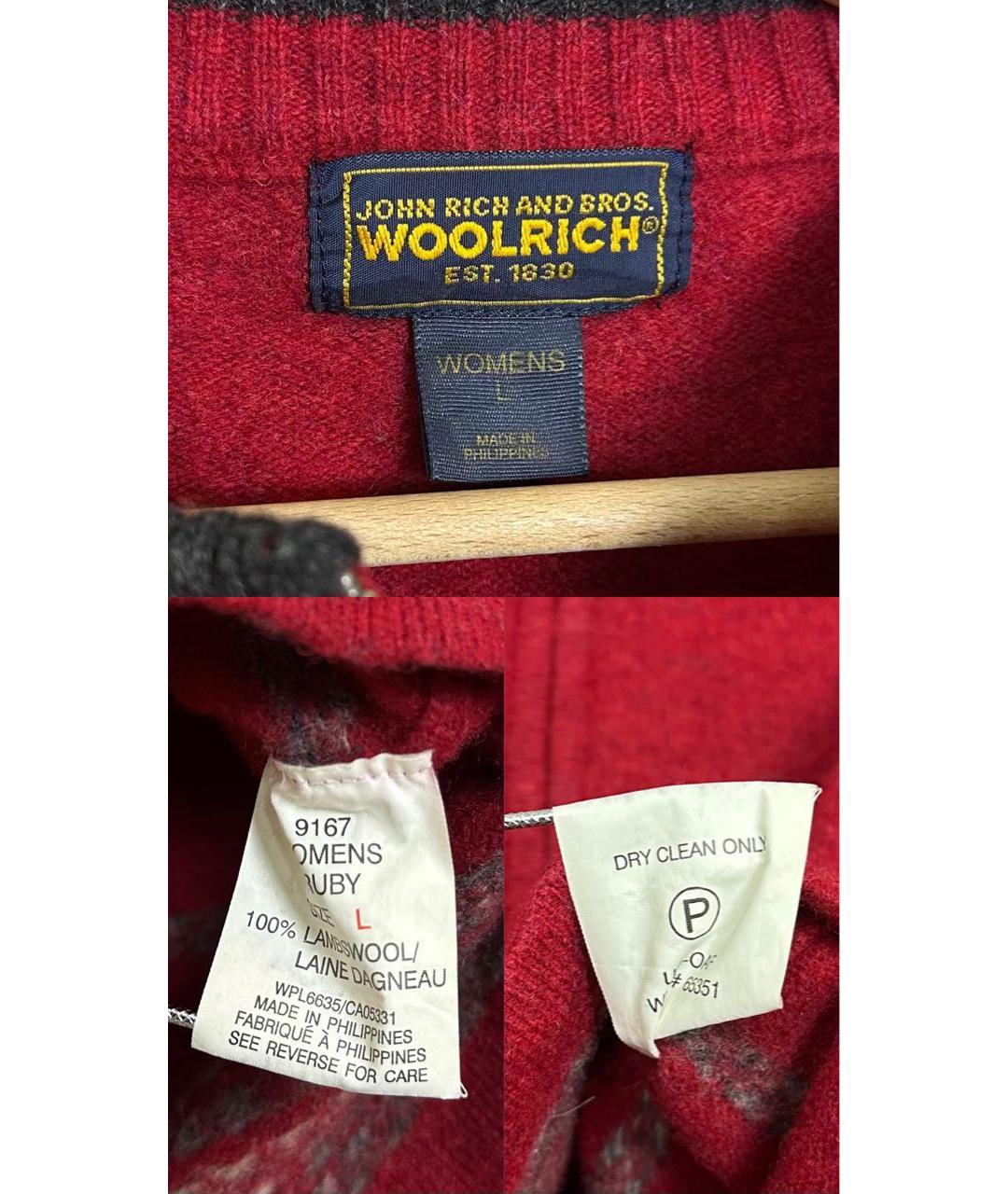 WOOLRICH Бордовый шерстяной джемпер / свитер, фото 6