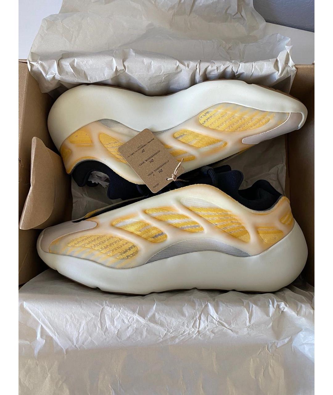 ADIDAS YEEZY Желтые текстильные низкие кроссовки / кеды, фото 2