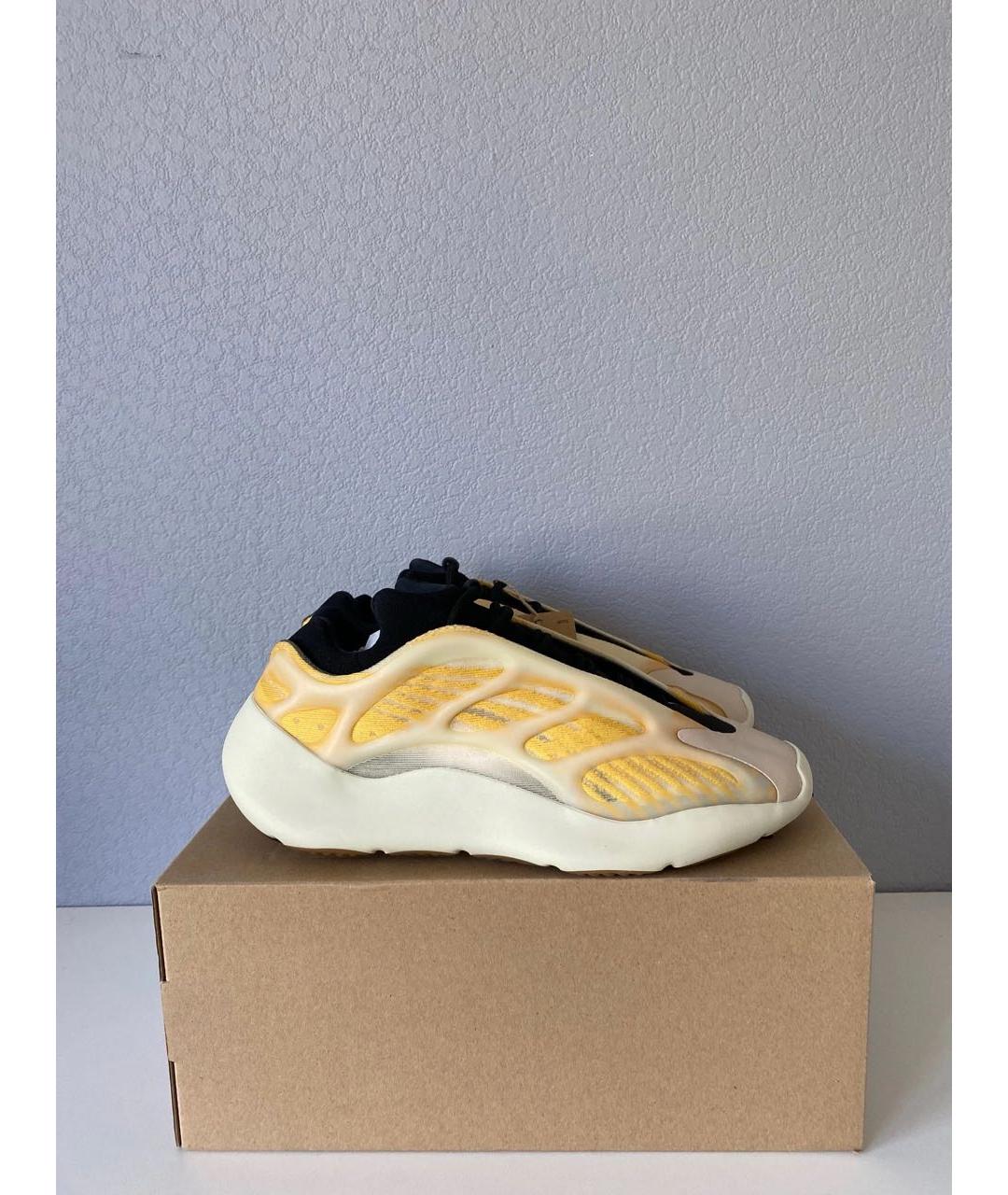 ADIDAS YEEZY Желтые текстильные низкие кроссовки / кеды, фото 4