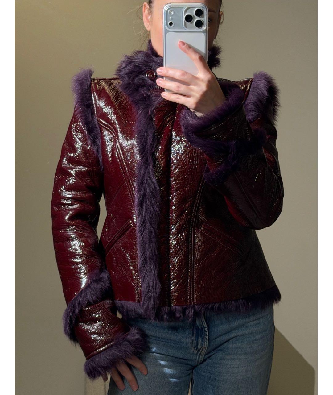 VERSACE Фиолетовая кожаная дубленка, фото 5