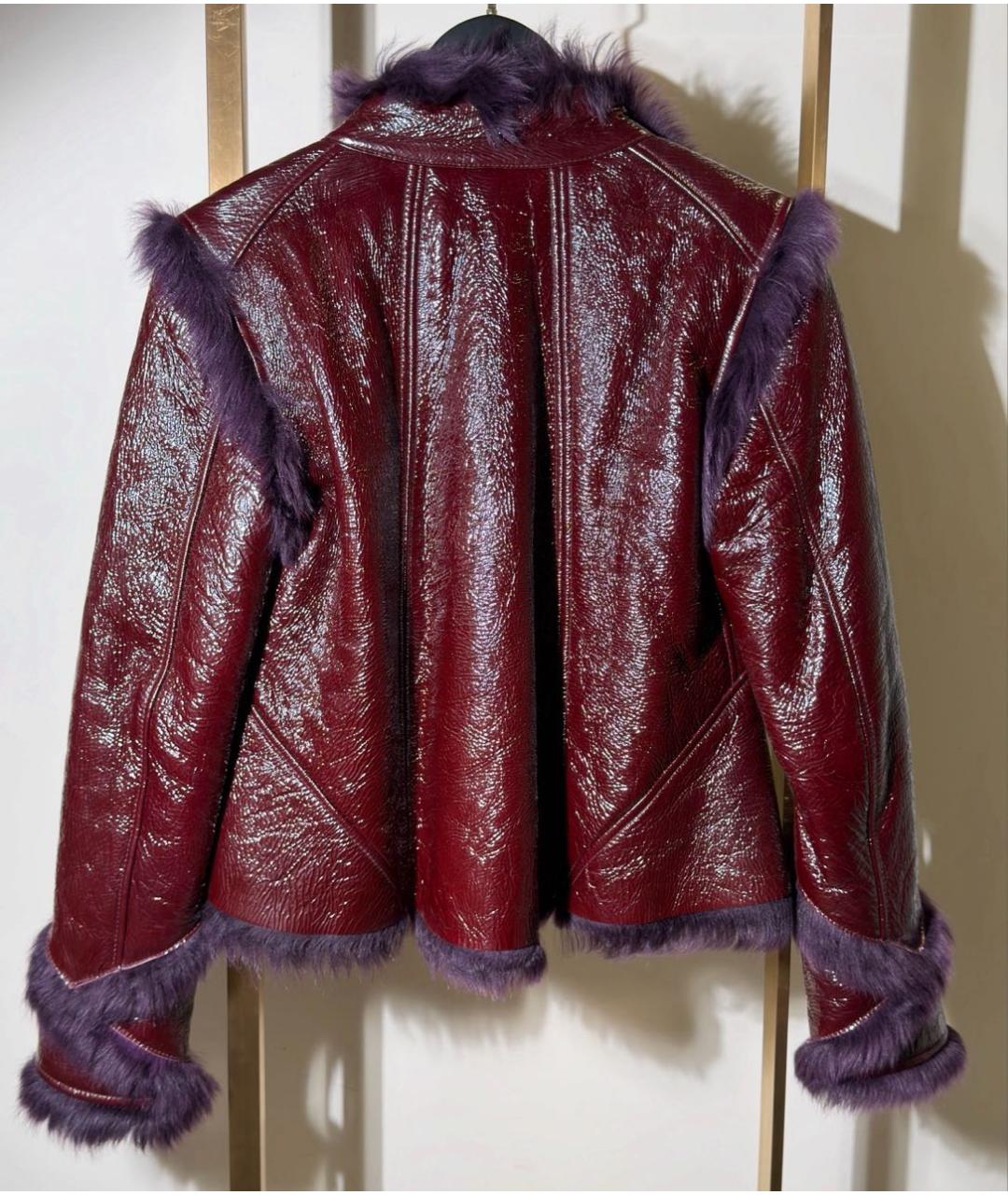 VERSACE Фиолетовая кожаная дубленка, фото 2