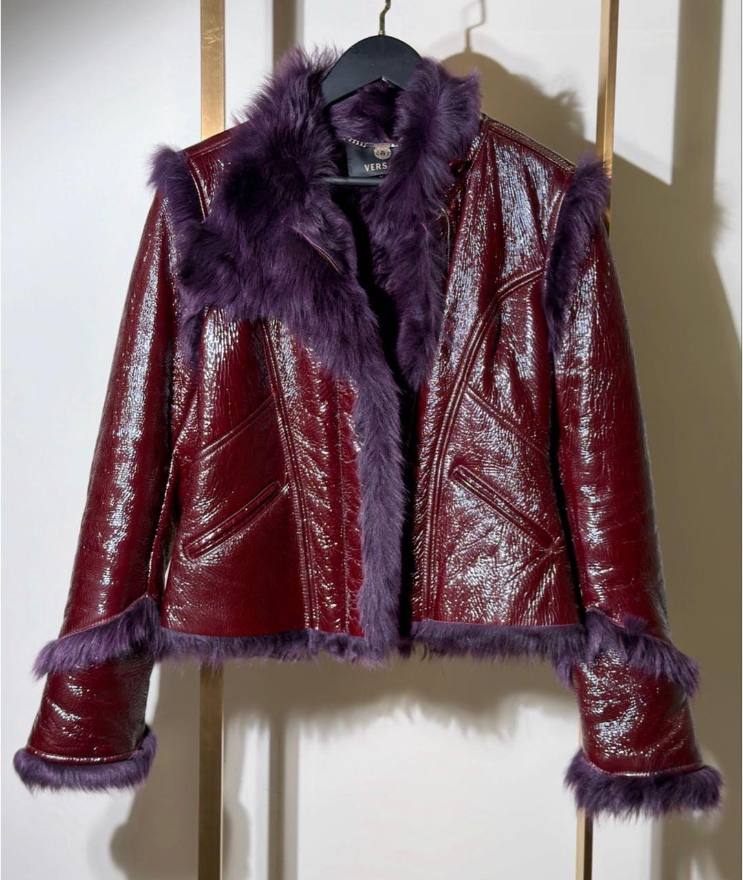 VERSACE Фиолетовая кожаная дубленка, фото 6