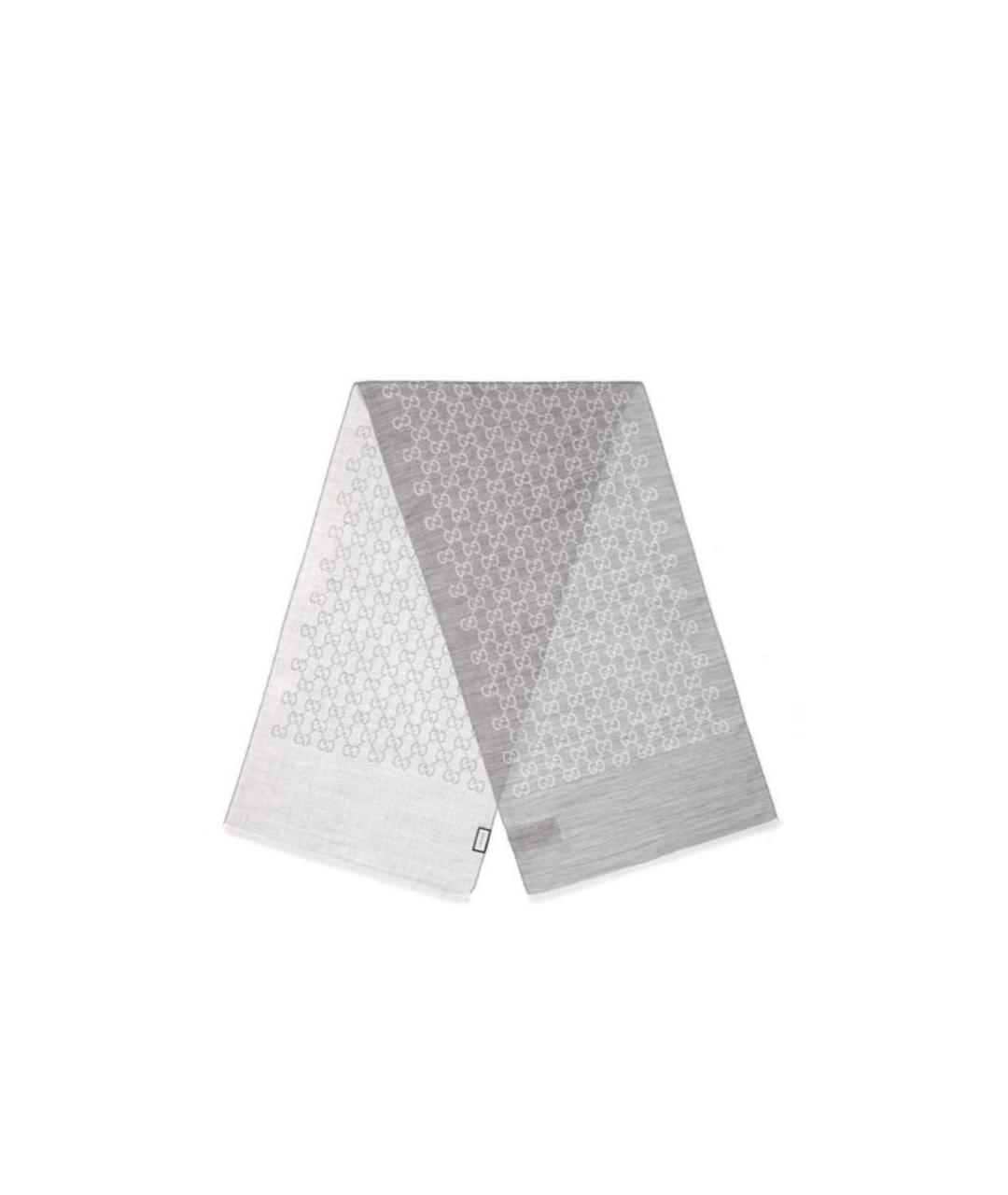 GUCCI Серый шерстяной шарф, фото 1