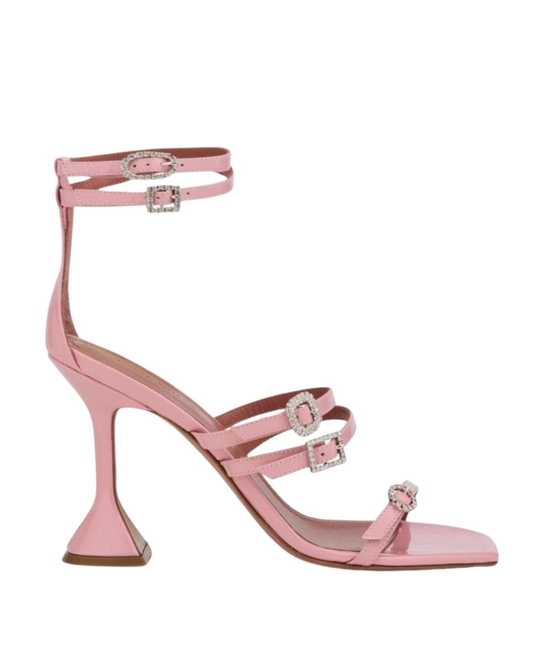Amina Muaddi Розовые босоножки из лакированной кожи, фото 1