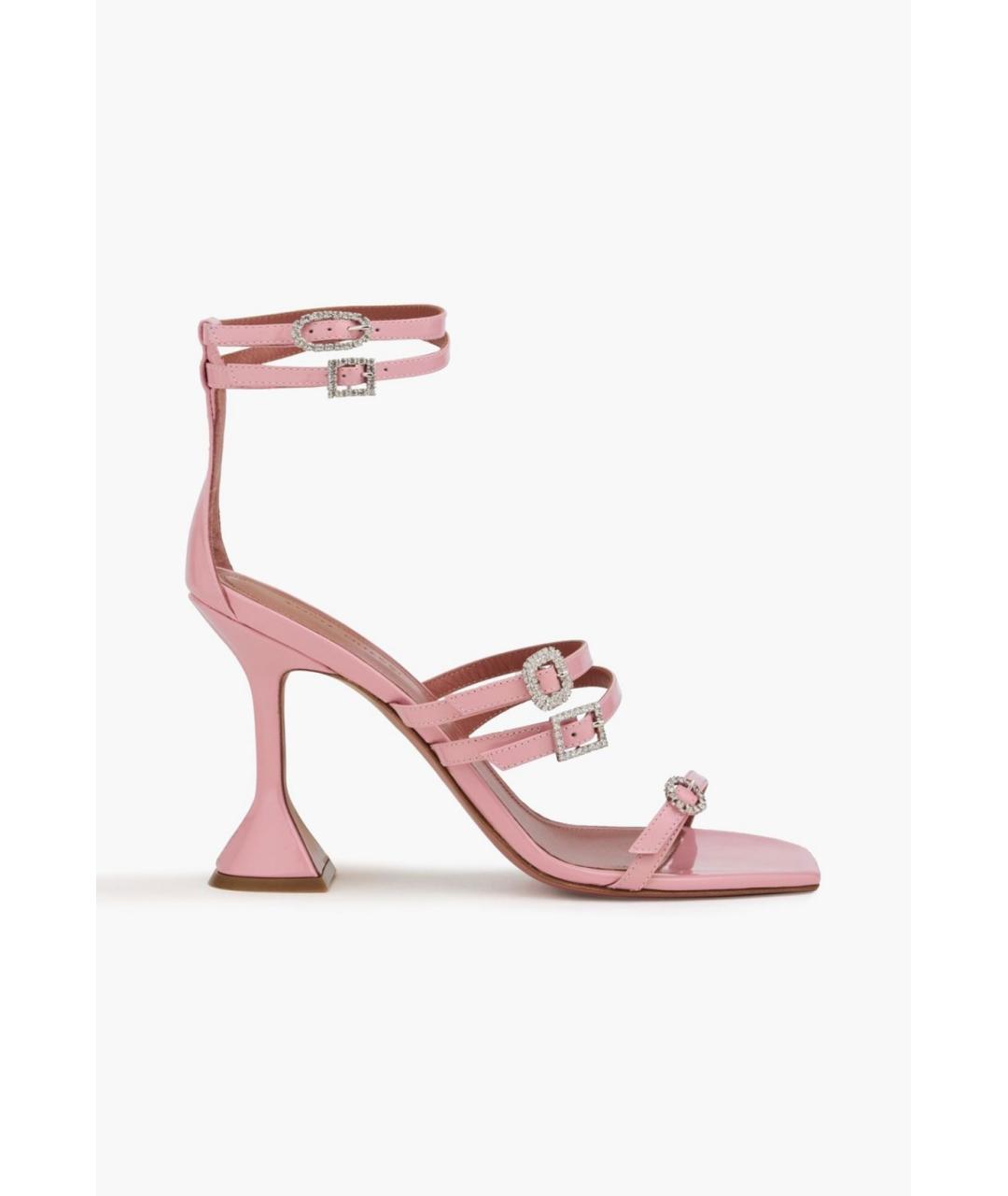 Amina Muaddi Розовые босоножки из лакированной кожи, фото 5