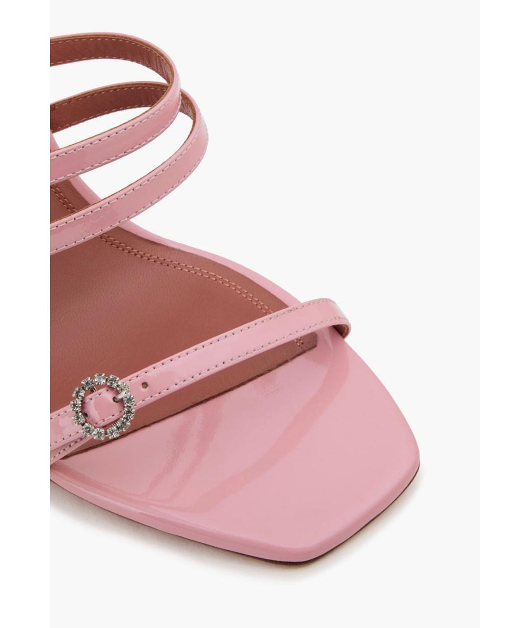 Amina Muaddi Розовые босоножки из лакированной кожи, фото 3