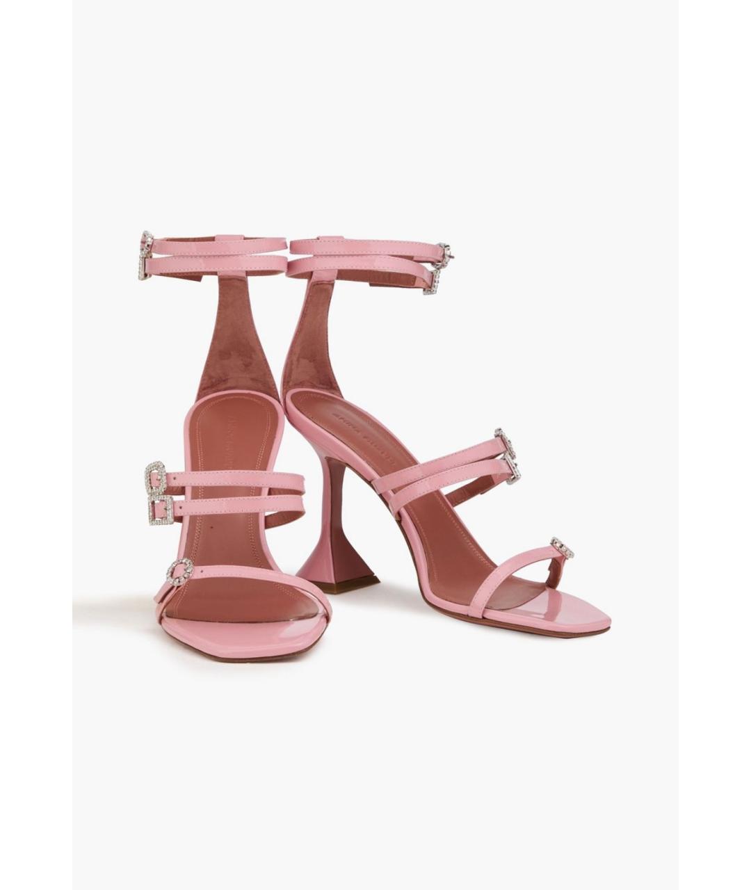 Amina Muaddi Розовые босоножки из лакированной кожи, фото 2