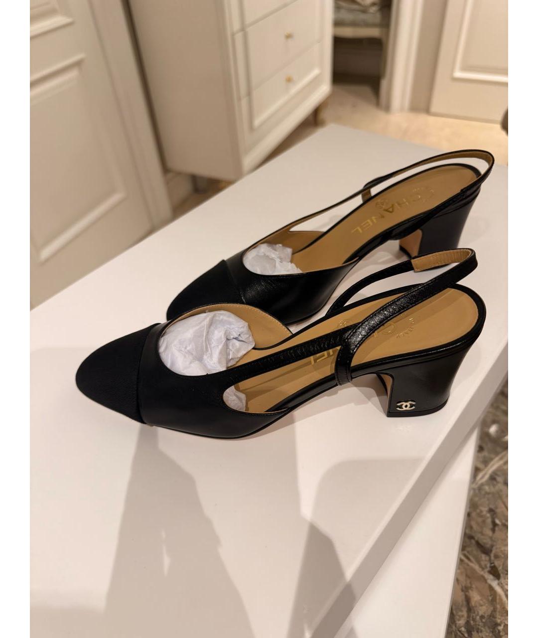 CHANEL Черные кожаные туфли, фото 5