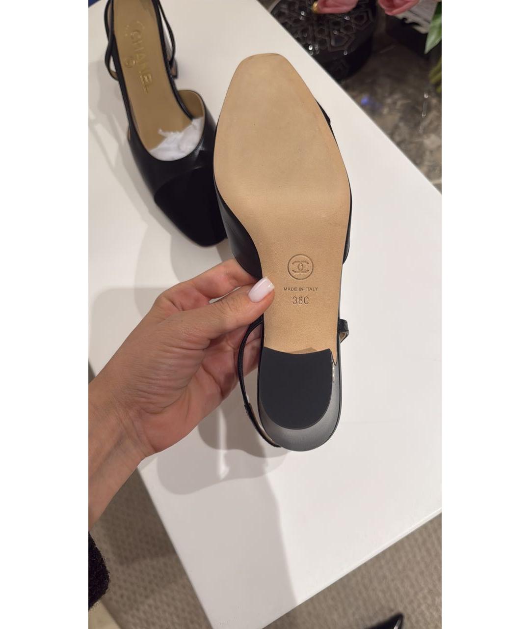 CHANEL Черные кожаные туфли, фото 4