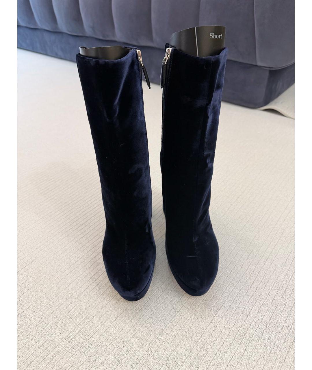 MIU MIU Темно-синие бархатные ботильоны, фото 2