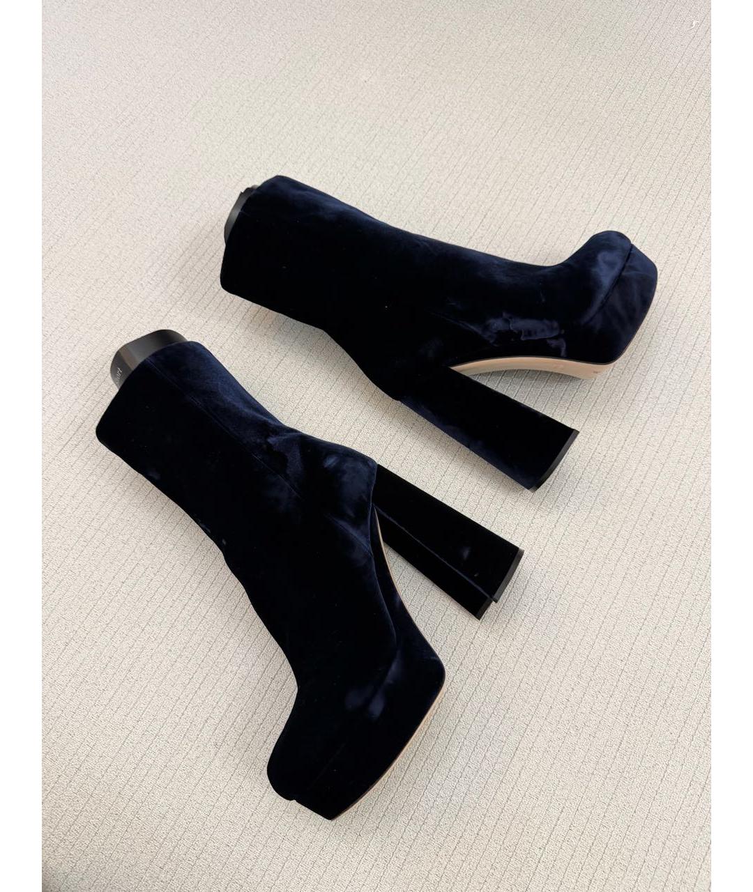 MIU MIU Темно-синие бархатные ботильоны, фото 3