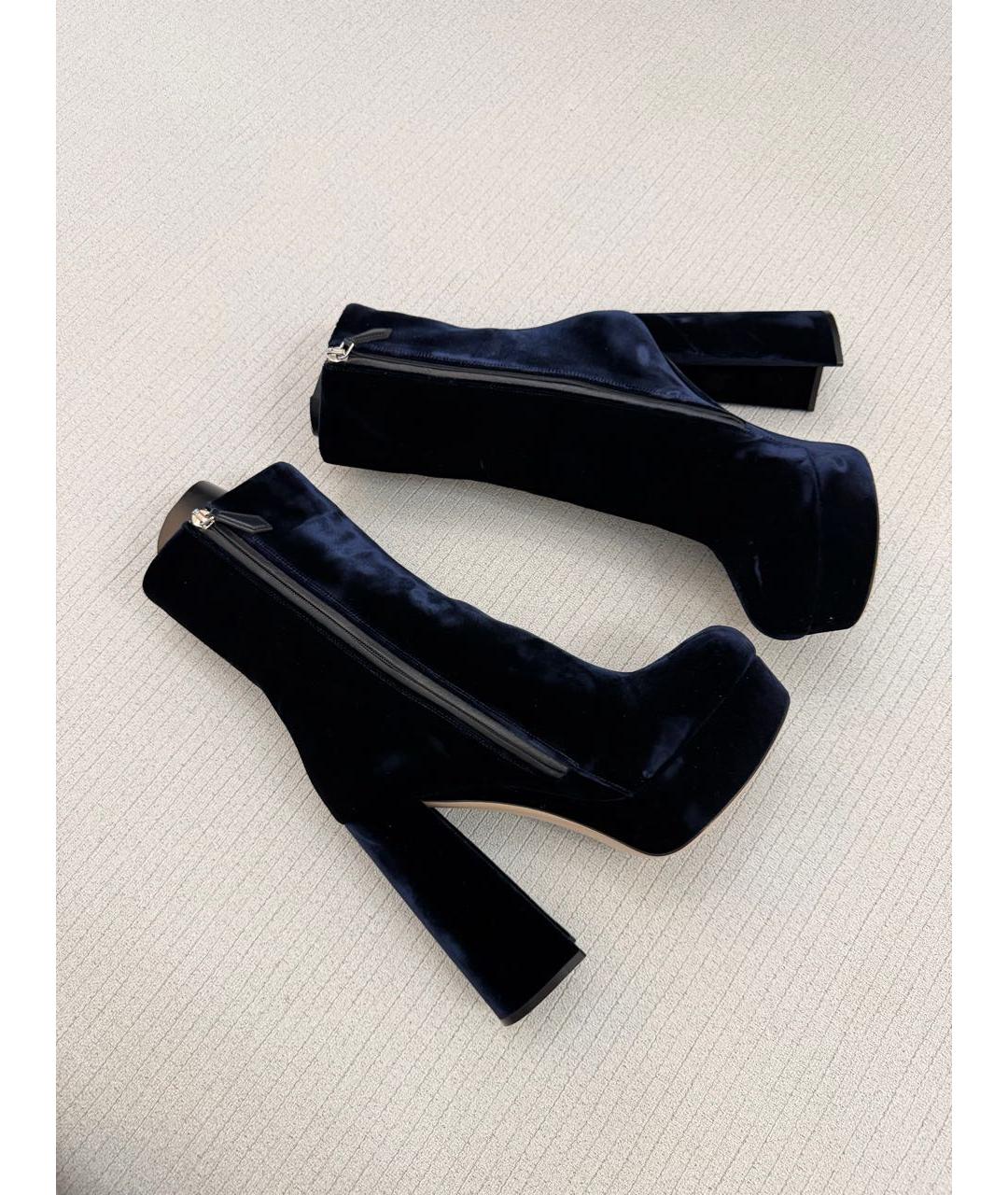 MIU MIU Темно-синие бархатные ботильоны, фото 5