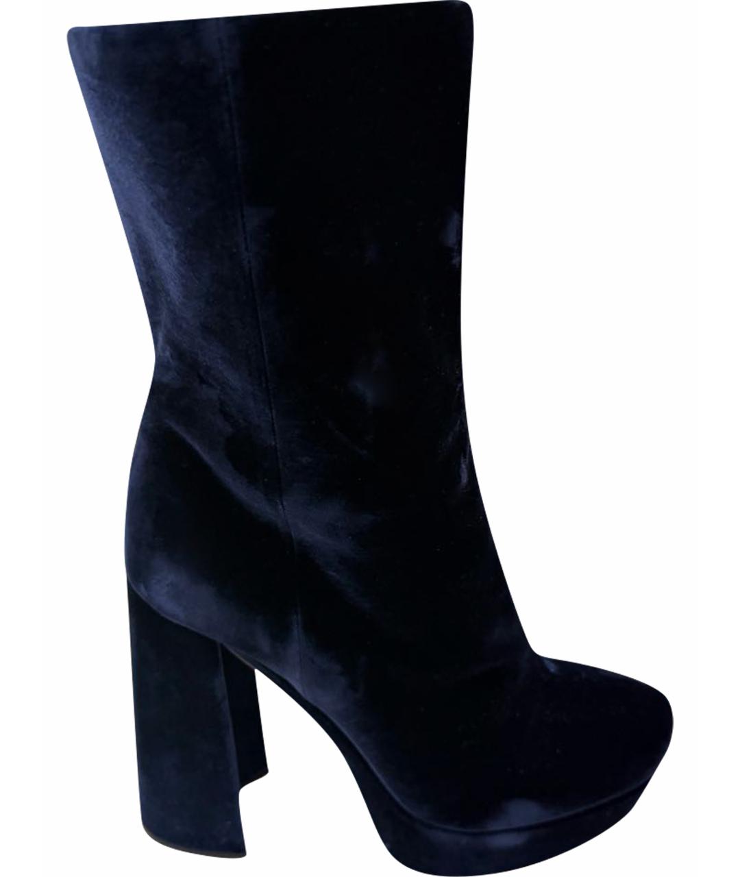 MIU MIU Темно-синие бархатные ботильоны, фото 1