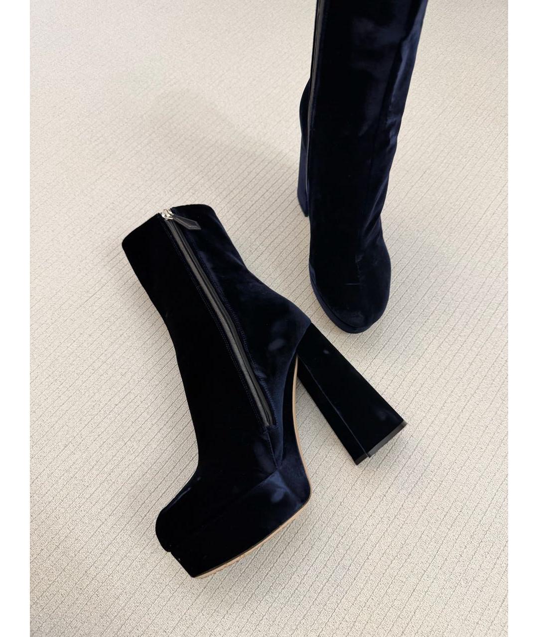 MIU MIU Темно-синие бархатные ботильоны, фото 6