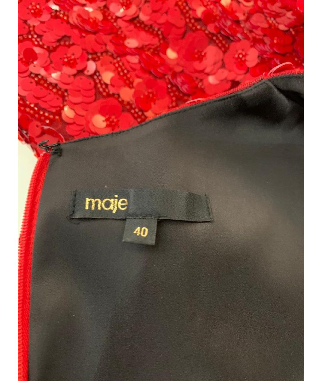 MAJE Красное полиэстеровое коктейльное платье, фото 6